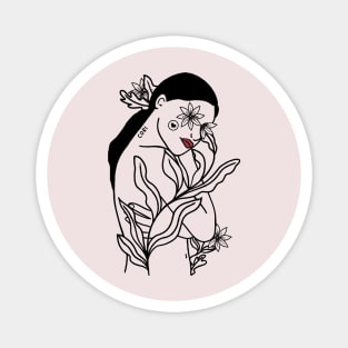 GIRL FLOWERS Magnet